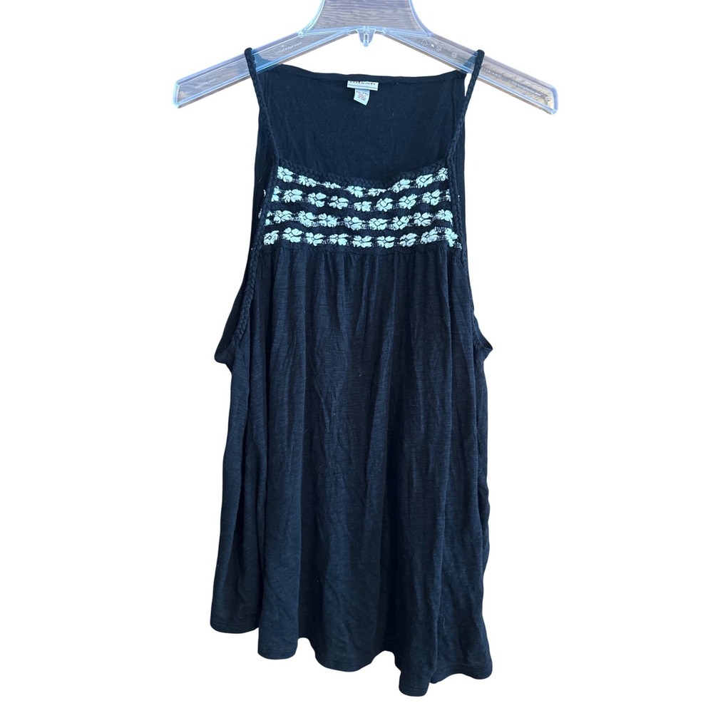 Black Embroidered Smocked Tank Top Women's‎ XXL